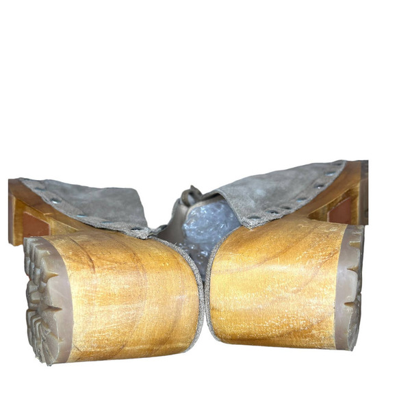 Rag & Co Taupe Iroko Tie Detail Stud Clogs - Picture 8 of 16